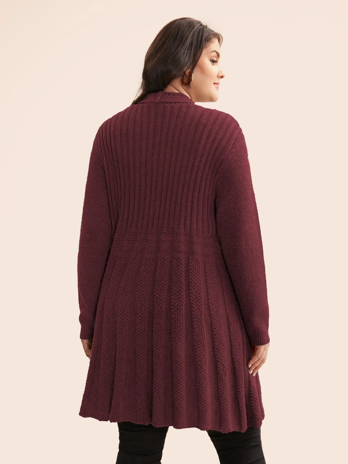 Textured Kimono Collar Long Cardigan