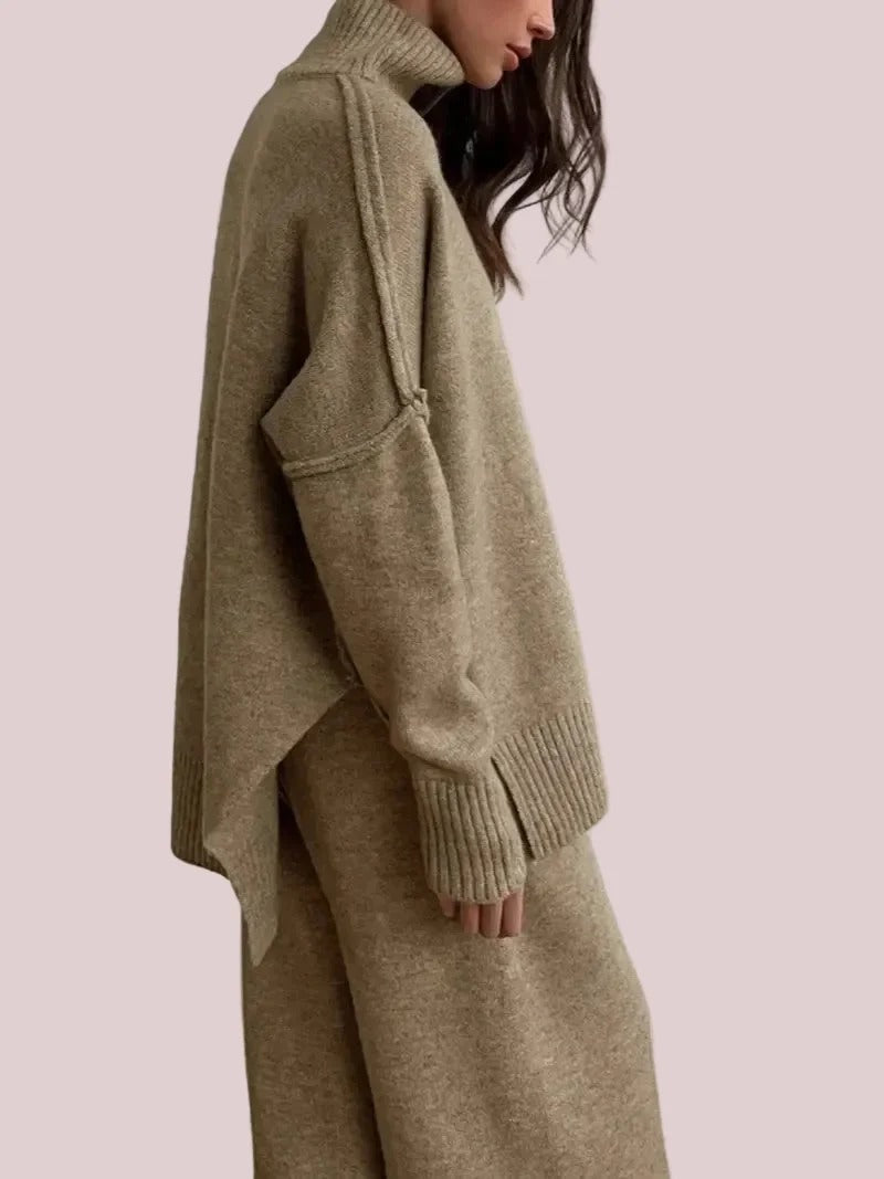 Women's 2 Pcs Solid Color Sweater Set for Autumn Winter