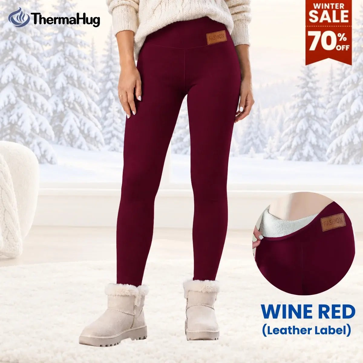 ThermaHug - Thermal High-Waisted Lambswool Fleece Lining Cozy Comfort Leggings