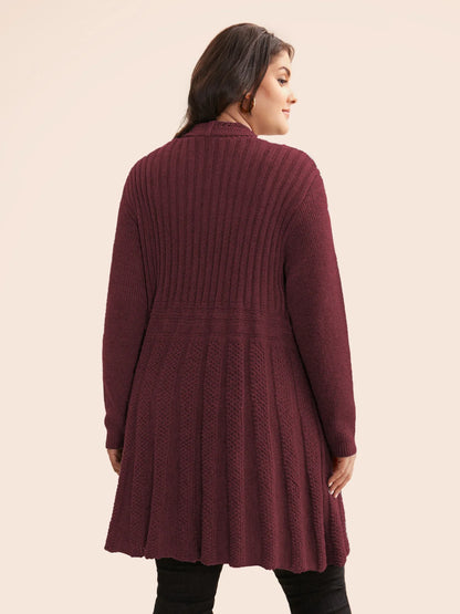 Textured Kimono Collar Long Cardigan
