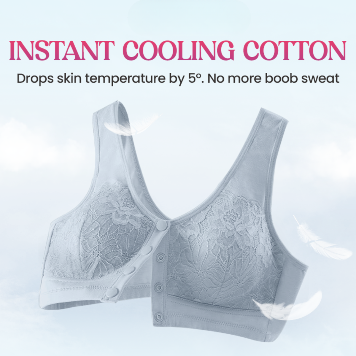 Front Closure Breathable Cotton Lifting Bra for Seniors