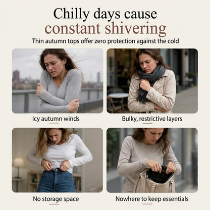 🧶 Women's warm round neck long sleeve top - Soft, comfortable everyday wear✨