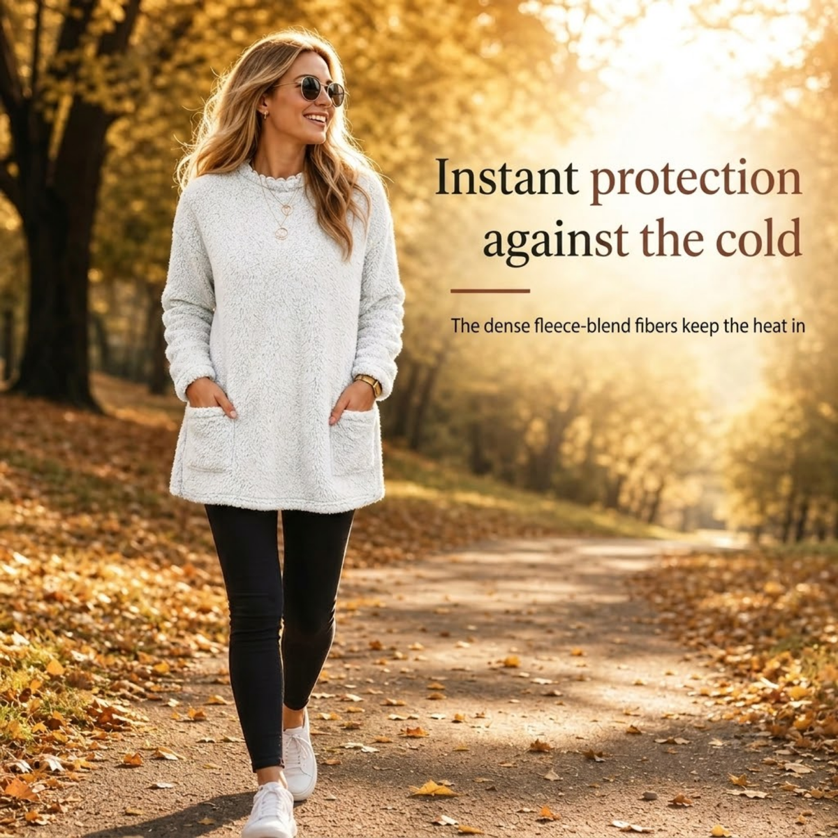 🧶 Women's warm round neck long sleeve top - Soft, comfortable everyday wear✨