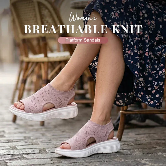 ⏳LAST DAY SALE 🔥🔥Women's Breathable Knit Platform Sandals