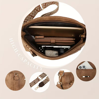 Women's Tote Bag New Fashionable Large Capacity Solid Color Simple PU Suitable for Casual Commuting Daily Shopping