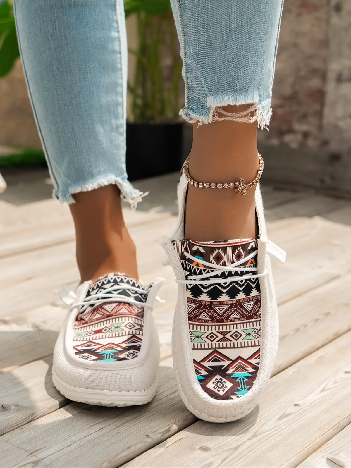 Women's Boho Slip-On Walking Shoes (Casual, Comfortable, Random Pattern)