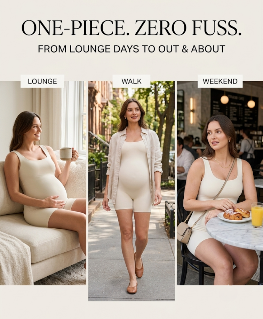 Auraliftbra — flattering maternity romper that moves with your changing body