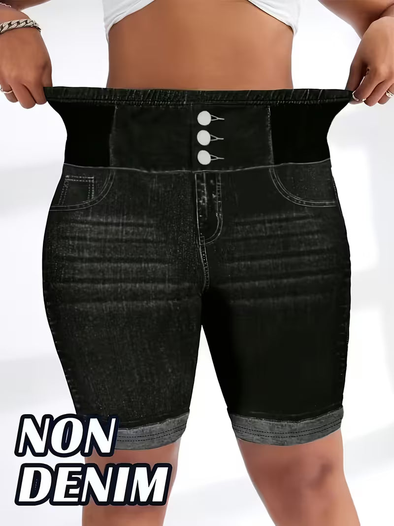 Women's Plus-Size Printed High-Waisted Shorts - 2-Pack (Summer Casual, Elastic Fit)