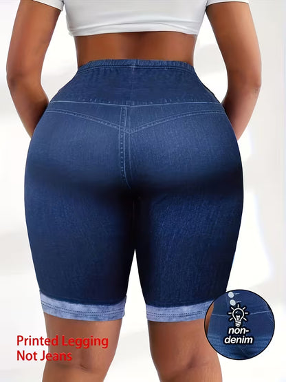 Women's Plus-Size Printed High-Waisted Shorts - 2-Pack (Summer Casual, Elastic Fit)