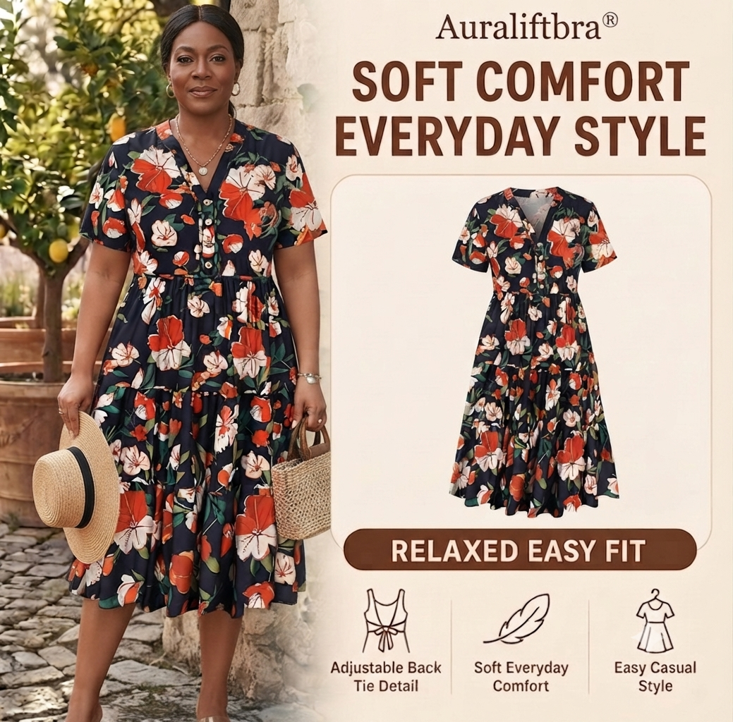 Plus Size Dresses for Curvy Women Collared Vneck Midi Summer Ruffle Dress with Pocket