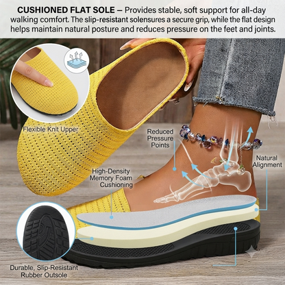 Women's breathable knit slip-on mules