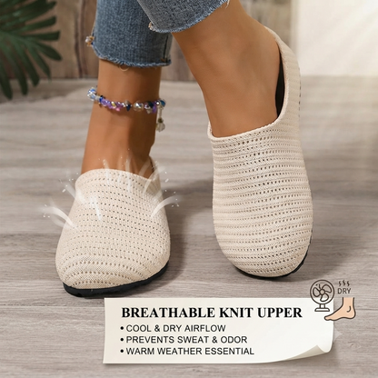Women's breathable knit slip-on mules