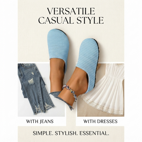 Women's breathable knit slip-on mules