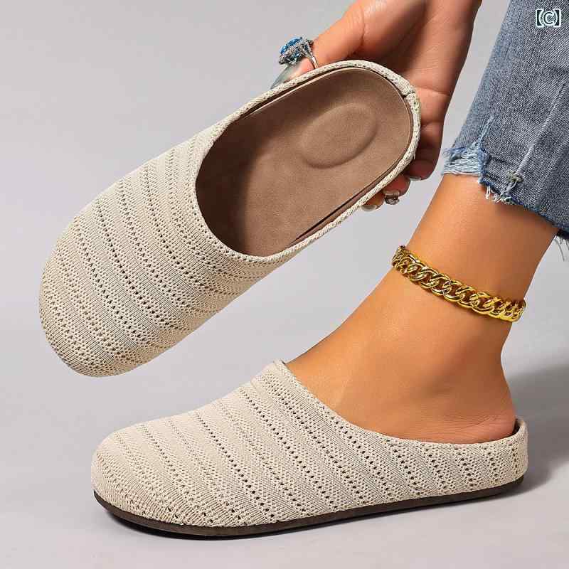 Women's breathable knit slip-on mules