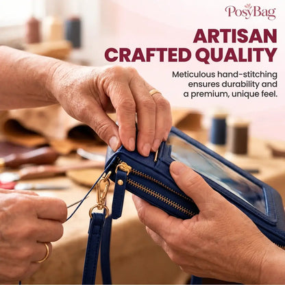 PosyBag - Touch Screen Waterproof Leather Crossbody Phone Bag for iPhone, Galaxy & Other