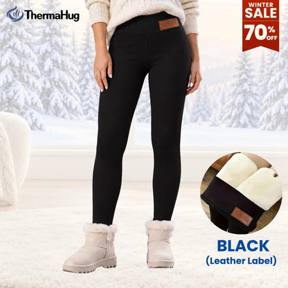 ThermaHug - Thermal High-Waisted Lambswool Fleece Lining Cozy Comfort Leggings