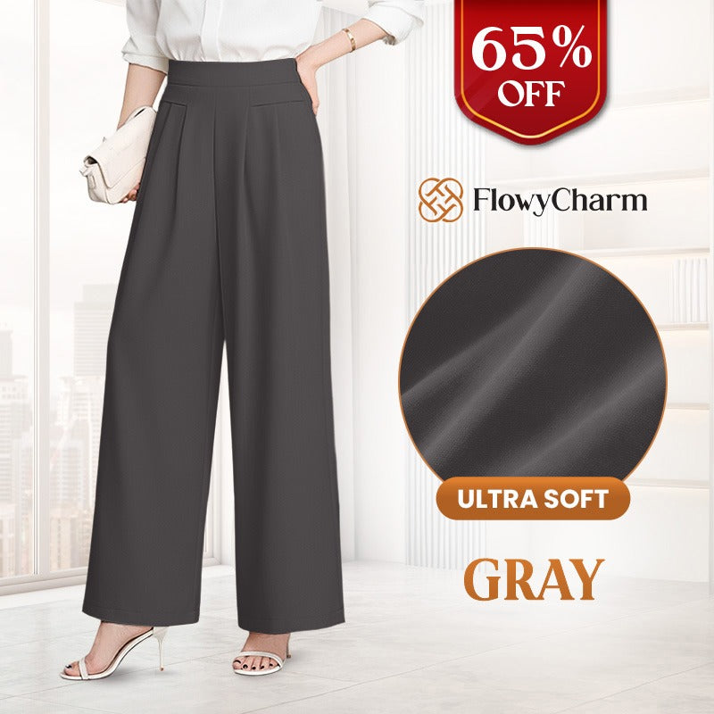 Drapey Soft Elegant High-Waisted Wide-Leg Pants