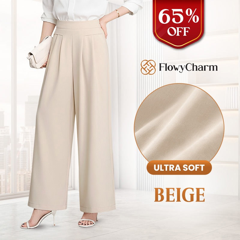 Drapey Soft Elegant High-Waisted Wide-Leg Pants