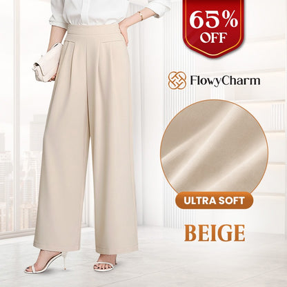 Drapey Soft Elegant High-Waisted Wide-Leg Pants