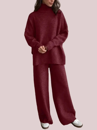 Women's 2 Pcs Solid Color Sweater Set for Autumn Winter