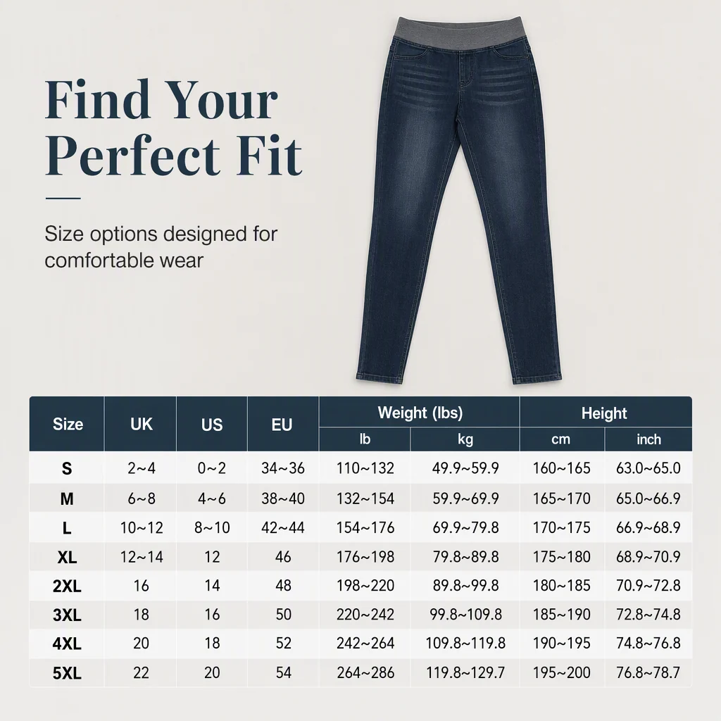 🤠Women's high-waisted jeans, stretchy, slim fit, dark blue, with wide elastic waistband