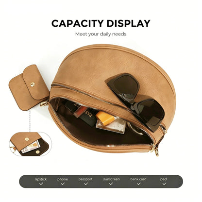 Vegan Leather Crossbody Bum Bag for Women with Mini Pouch