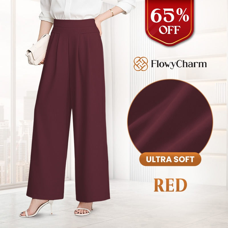 Drapey Soft Elegant High-Waisted Wide-Leg Pants