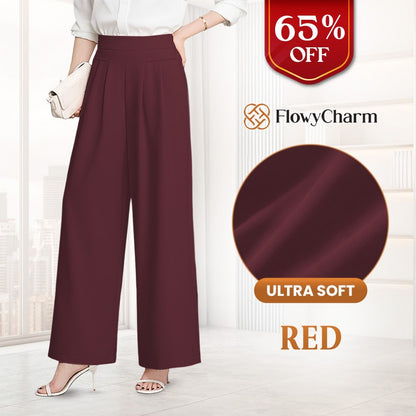 Drapey Soft Elegant High-Waisted Wide-Leg Pants