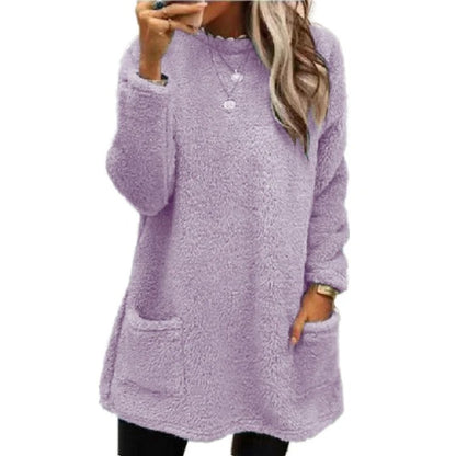 🧶 Women's warm round neck long sleeve top - Soft, comfortable everyday wear✨