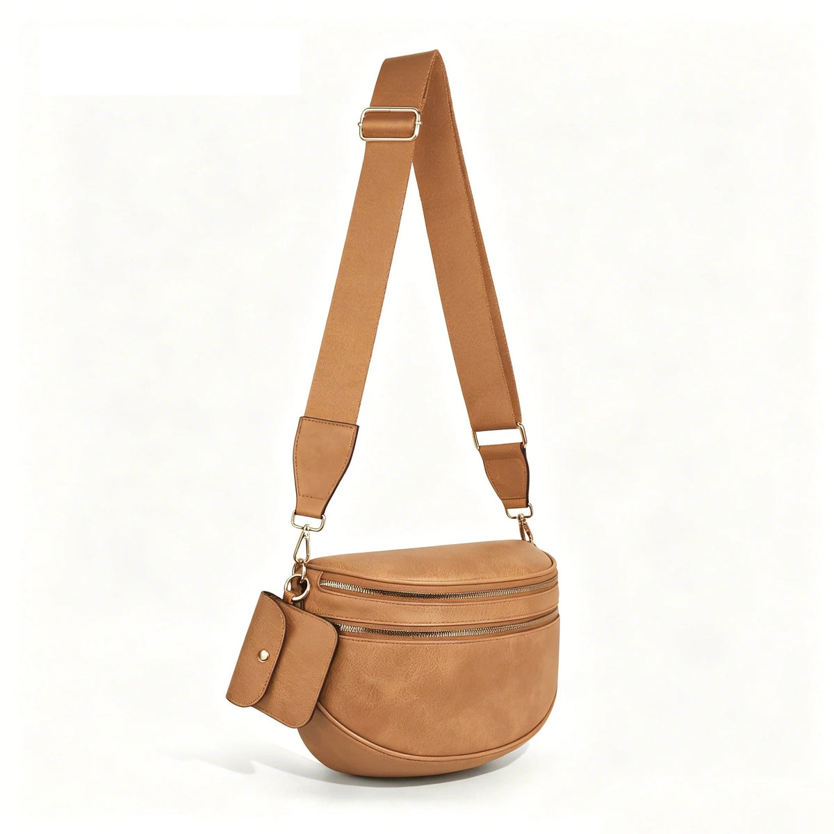 Vegan Leather Crossbody Bum Bag for Women with Mini Pouch