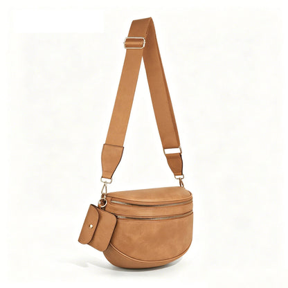 Vegan Leather Crossbody Bum Bag for Women with Mini Pouch