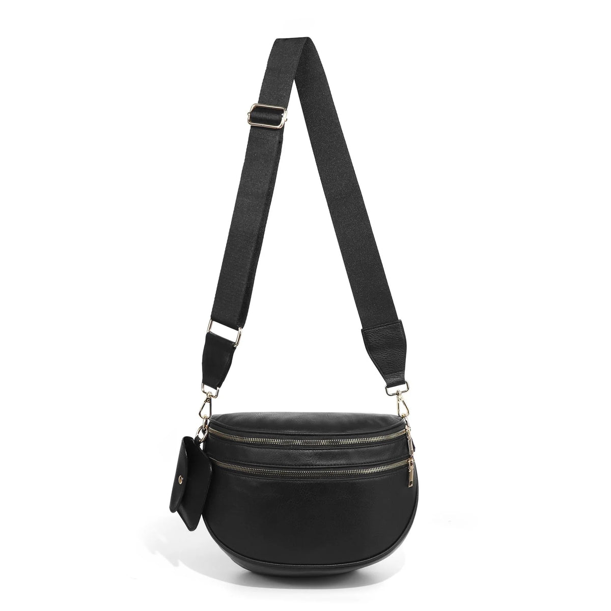 Vegan Leather Crossbody Bum Bag for Women with Mini Pouch