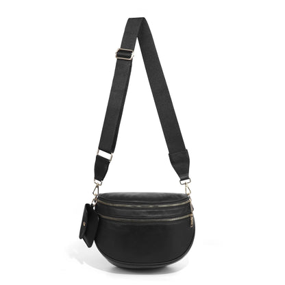 Vegan Leather Crossbody Bum Bag for Women with Mini Pouch