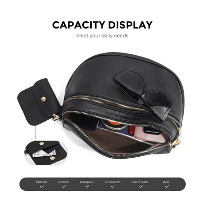 Vegan Leather Crossbody Bum Bag for Women with Mini Pouch