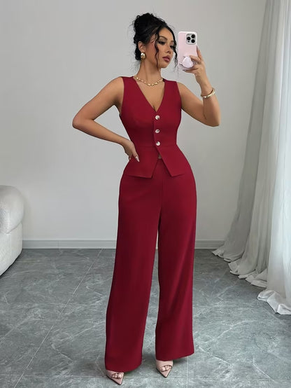 Elegant Sleeveless Top and Pants Set for Women