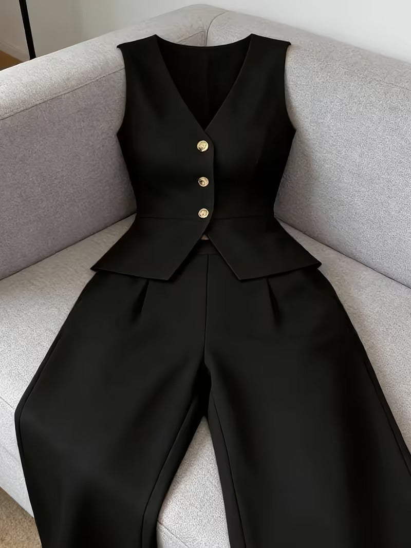 Elegant Sleeveless Top and Pants Set for Women