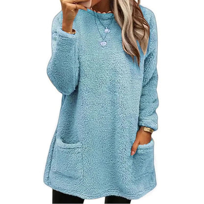 🧶 Women's warm round neck long sleeve top - Soft, comfortable everyday wear✨