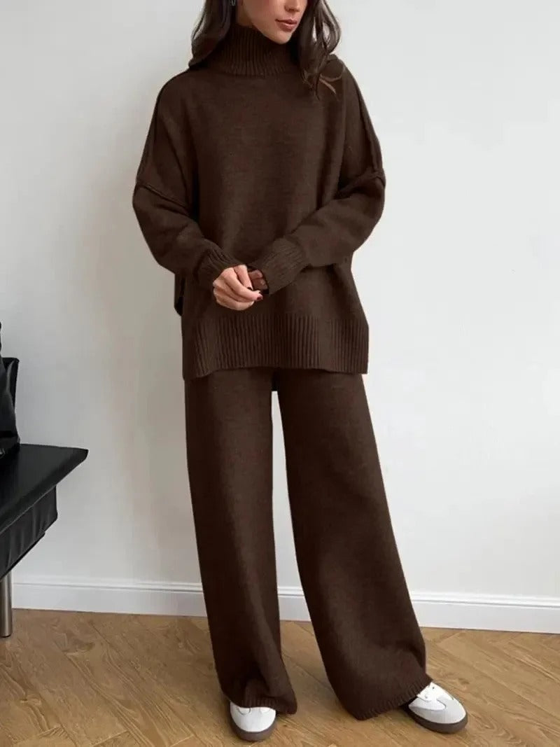 Women's 2 Pcs Solid Color Sweater Set for Autumn Winter