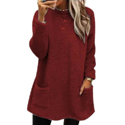 🧶 Women's warm round neck long sleeve top - Soft, comfortable everyday wear✨