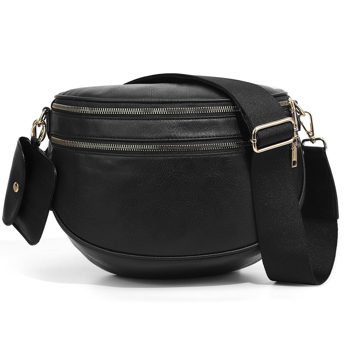 Vegan Leather Crossbody Bum Bag for Women with Mini Pouch