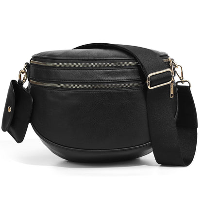 Vegan Leather Crossbody Bum Bag for Women with Mini Pouch