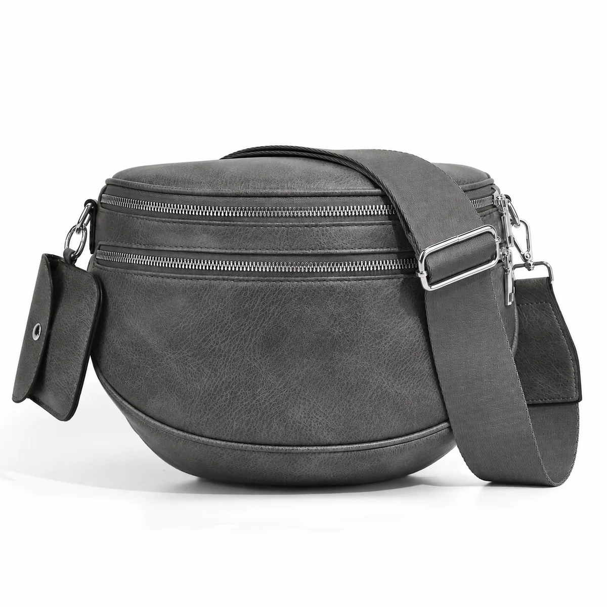 Vegan Leather Crossbody Bum Bag for Women with Mini Pouch