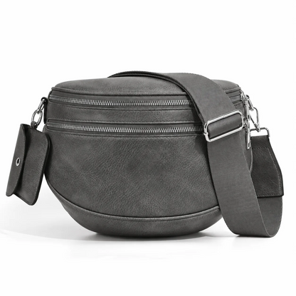Vegan Leather Crossbody Bum Bag for Women with Mini Pouch