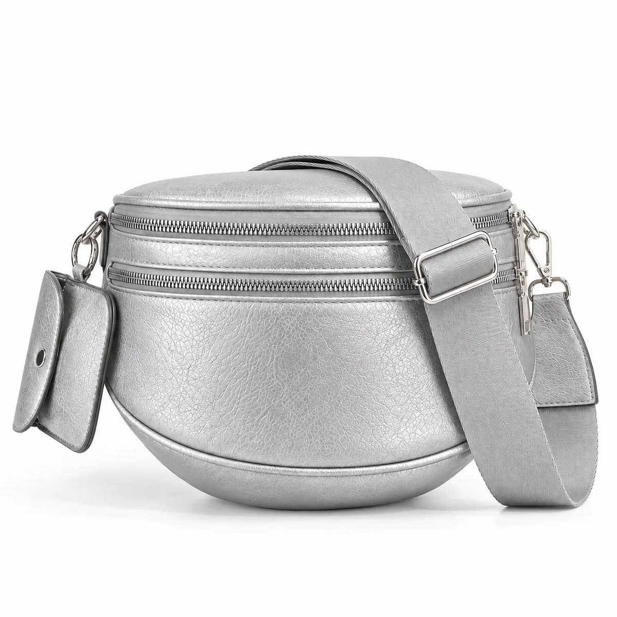 Vegan Leather Crossbody Bum Bag for Women with Mini Pouch