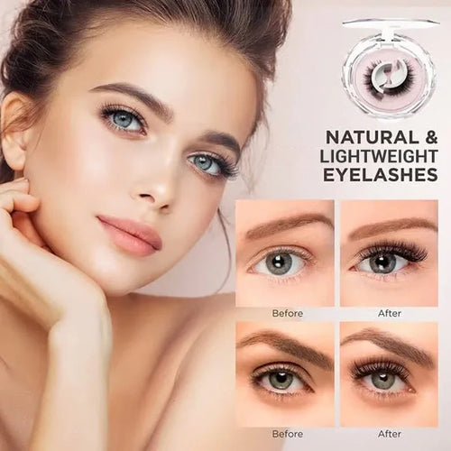 🌺 Glue-Free Self-Adhesive Lashes – 3-Second, Natural & Reusable