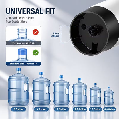 Portable Water Pump For 5 & 10 Gallon Bottles, USB Rechargeable Automatic Dispenser, One-Touch Easy Use, No Heavy Lifting