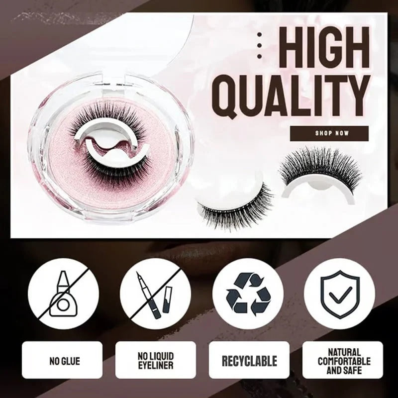 🌺 Glue-Free Self-Adhesive Lashes – 3-Second, Natural & Reusable