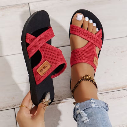 Women's Mesh Sport Sandals - Breathable Flat Slippers