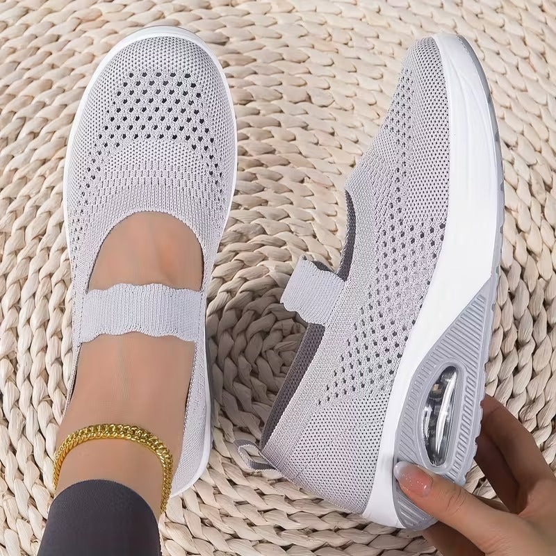 Women’s Breathable Mesh Slip-on Platform Sneakers (Soft Sole Casual Low-top Shoes)