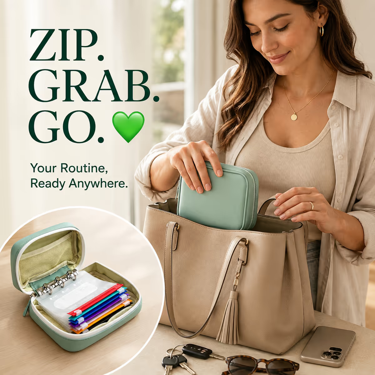 ✨2‑Week Pill Organizer Binder Case | 14 Reusable Color‑Coded Pill Pouch💊